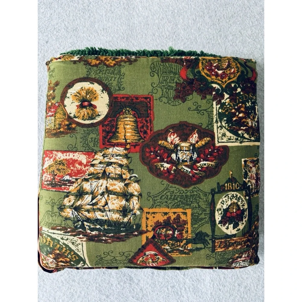 Vintage Handmade Latch Hook Bird Robin Decorative‎ Throw Pillow Knit